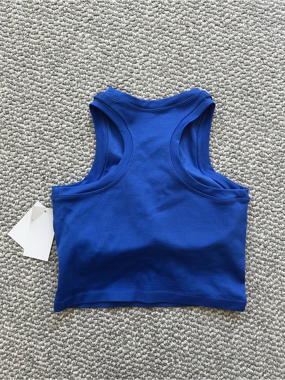 Pro:Fit Medium Ribbed Racerback Royal Cerulean Blue Cropped Tank Sports Bra - Picture 4 of 7